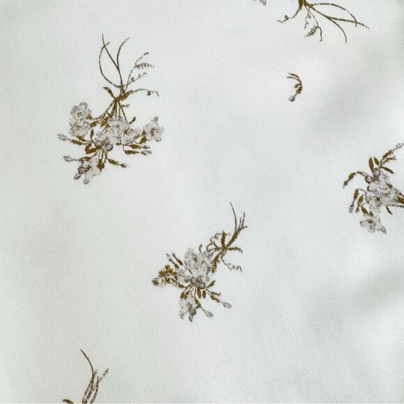 Something Navy Floral Exaggerated Cuff Button Front Shirt Ivory Tan Large - Picture 9 of 15